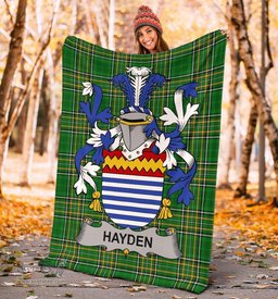 Scottish Hayden or O'Hayden Coat of Arms Family Crest Ireland Blanket Irish National Tartan Irish County Blanket