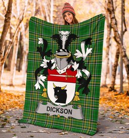 Scottish Dickson Coat of Arms Family Crest Ireland Blanket Irish National Tartan Irish County Blanket