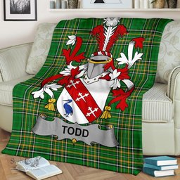 Scottish Todd or Tod Coat of Arms Family Crest Ireland Blanket Irish National Tartan Irish County Blanket