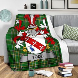 Scottish Todd or Tod Coat of Arms Family Crest Ireland Blanket Irish National Tartan Irish County Blanket
