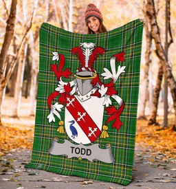 Scottish Todd or Tod Coat of Arms Family Crest Ireland Blanket Irish National Tartan Irish County Blanket