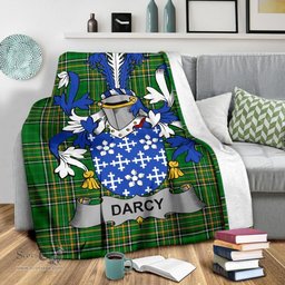 Scottish Darcy or Dorsey Coat of Arms Family Crest Ireland Blanket Irish National Tartan Irish County Blanket
