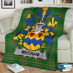 Scottish Mecham Coat of Arms Family Crest Ireland Blanket Irish National Tartan Irish County Blanket