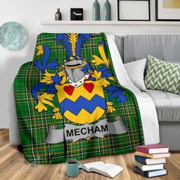 Scottish Mecham Coat of Arms Family Crest Ireland Blanket Irish National Tartan Irish County Blanket