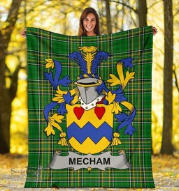 Scottish Mecham Coat of Arms Family Crest Ireland Blanket Irish National Tartan Irish County Blanket