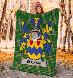 Scottish Mecham Coat of Arms Family Crest Ireland Blanket Irish National Tartan Irish County Blanket