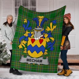 Scottish Mecham Coat of Arms Family Crest Ireland Blanket Irish National Tartan Irish County Blanket