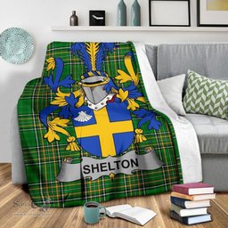 Scottish Shelton Coat of Arms Family Crest Ireland Blanket Irish National Tartan Irish County Blanket