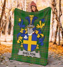 Scottish Shelton Coat of Arms Family Crest Ireland Blanket Irish National Tartan Irish County Blanket