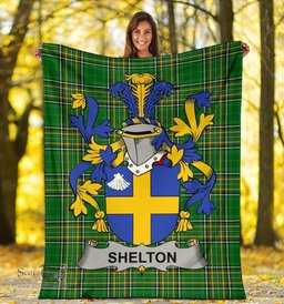 Scottish Shelton Coat of Arms Family Crest Ireland Blanket Irish National Tartan Irish County Blanket