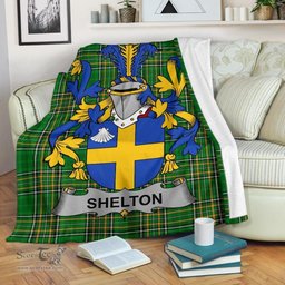 Scottish Shelton Coat of Arms Family Crest Ireland Blanket Irish National Tartan Irish County Blanket