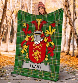 Scottish Leahy or O'Lahy Coat of Arms Family Crest Ireland Blanket Irish National Tartan Irish County Blanket
