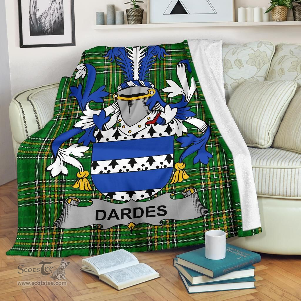 Scottish Dardes or Dardis Coat of Arms Family Crest Ireland Blanket Irish National Tartan Irish County Blanket