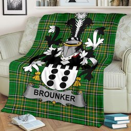 Scottish Brounker Coat of Arms Family Crest Ireland Blanket Irish National Tartan Irish County Blanket