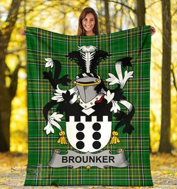 Scottish Brounker Coat of Arms Family Crest Ireland Blanket Irish National Tartan Irish County Blanket
