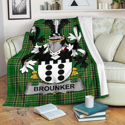 Scottish Brounker Coat of Arms Family Crest Ireland Blanket Irish National Tartan Irish County Blanket