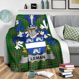 Scottish Leman or Lemon Coat of Arms Family Crest Ireland Blanket Irish National Tartan Irish County Blanket