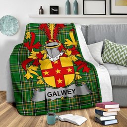 Scottish Galwey Coat of Arms Family Crest Ireland Blanket Irish National Tartan Irish County Blanket