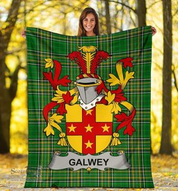 Scottish Galwey Coat of Arms Family Crest Ireland Blanket Irish National Tartan Irish County Blanket