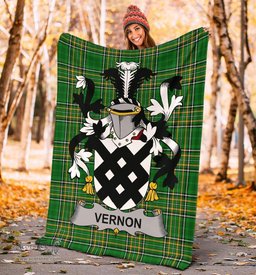 Scottish Vernon Coat of Arms Family Crest Ireland Blanket Irish National Tartan Irish County Blanket