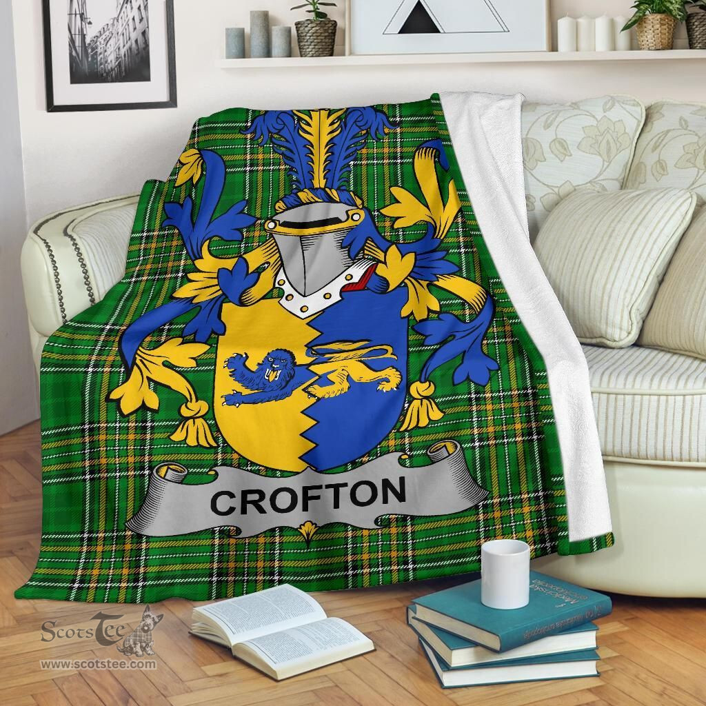 Scottish Crofton Coat of Arms Family Crest Ireland Blanket Irish National Tartan Irish County Blanket