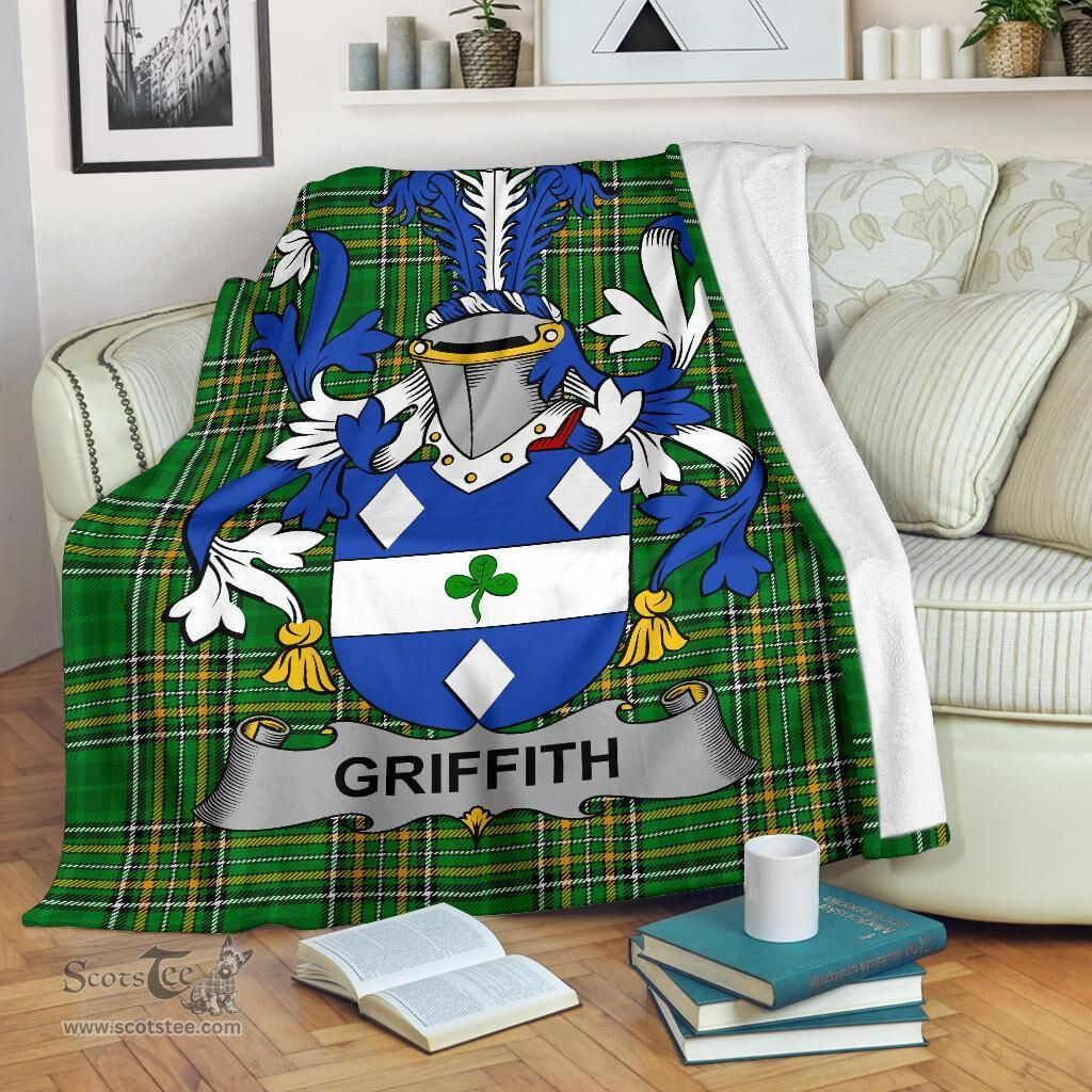 Scottish Griffith Coat of Arms Family Crest Ireland Blanket Irish National Tartan Irish County Blanket