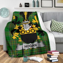 Scottish Hogan or O'Hogan Coat of Arms Family Crest Ireland Blanket Irish National Tartan Irish County Blanket