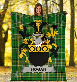Scottish Hogan or O'Hogan Coat of Arms Family Crest Ireland Blanket Irish National Tartan Irish County Blanket