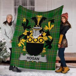 Scottish Hogan or O'Hogan Coat of Arms Family Crest Ireland Blanket Irish National Tartan Irish County Blanket