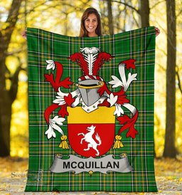 Scottish Quillan or McQuillan Coat of Arms Family Crest Ireland Blanket Irish National Tartan Irish County Blanket