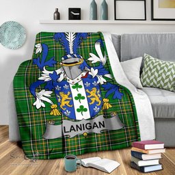 Scottish Lanigan or O'Lenigan Coat of Arms Family Crest Ireland Blanket Irish National Tartan Irish County Blanket