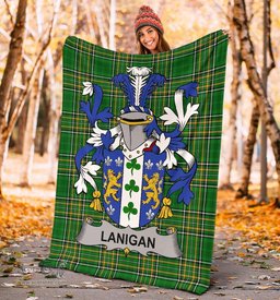 Scottish Lanigan or O'Lenigan Coat of Arms Family Crest Ireland Blanket Irish National Tartan Irish County Blanket