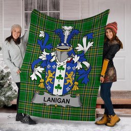 Scottish Lanigan or O'Lenigan Coat of Arms Family Crest Ireland Blanket Irish National Tartan Irish County Blanket