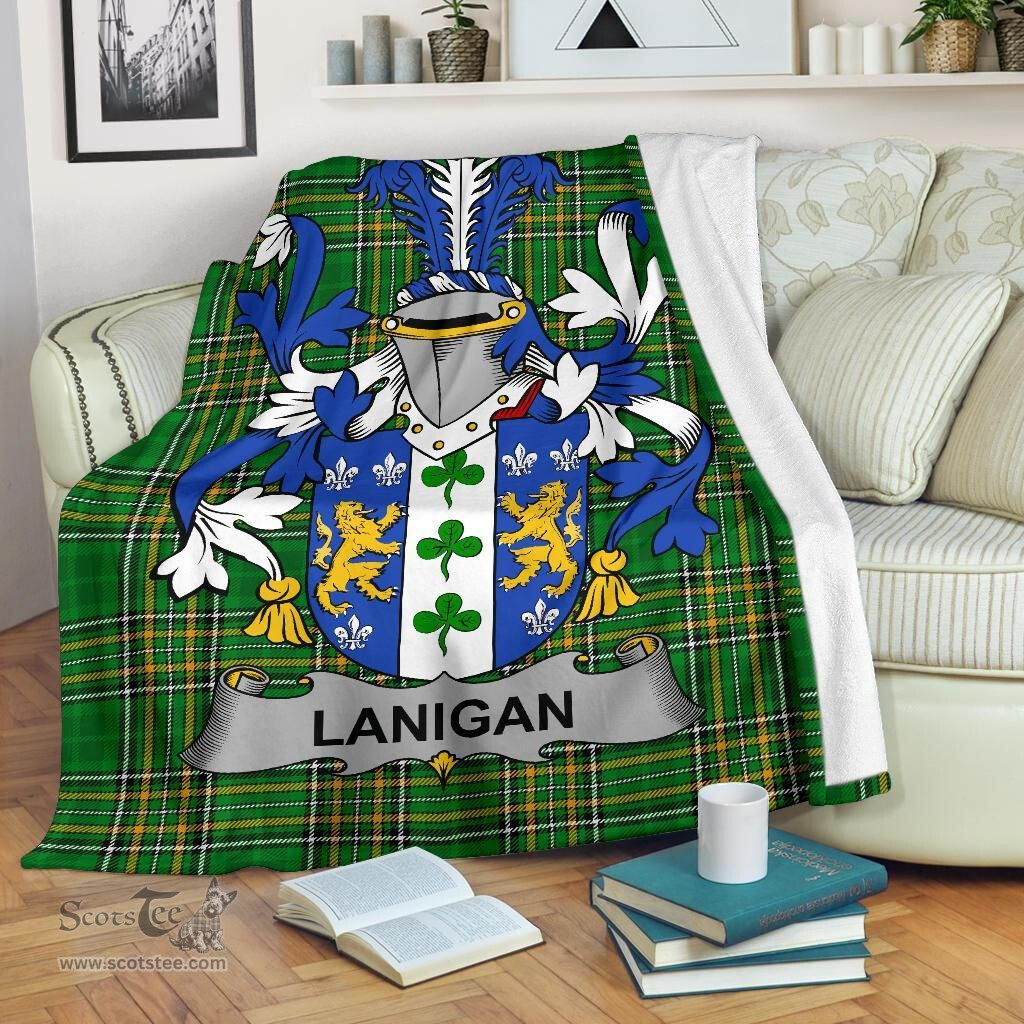 Scottish Lanigan or O'Lenigan Coat of Arms Family Crest Ireland Blanket Irish National Tartan Irish County Blanket