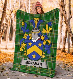 Scottish Monahan or O'Monaghan Coat of Arms Family Crest Ireland Blanket Irish National Tartan Irish County Blanket