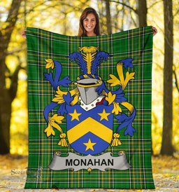 Scottish Monahan or O'Monaghan Coat of Arms Family Crest Ireland Blanket Irish National Tartan Irish County Blanket
