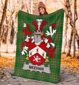 Scottish Meehan or O'Meighan Coat of Arms Family Crest Ireland Blanket Irish National Tartan Irish County Blanket