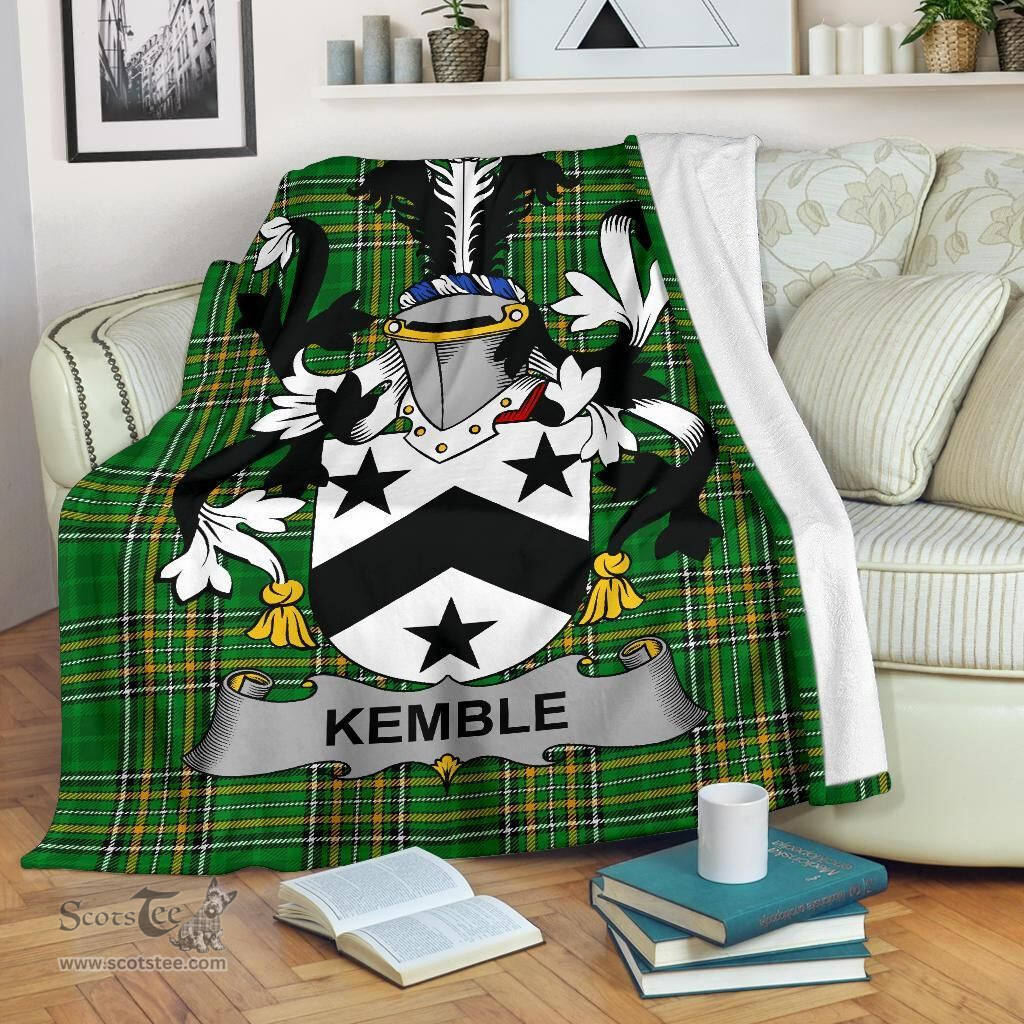 Scottish Kemble Coat of Arms Family Crest Ireland Blanket Irish National Tartan Irish County Blanket