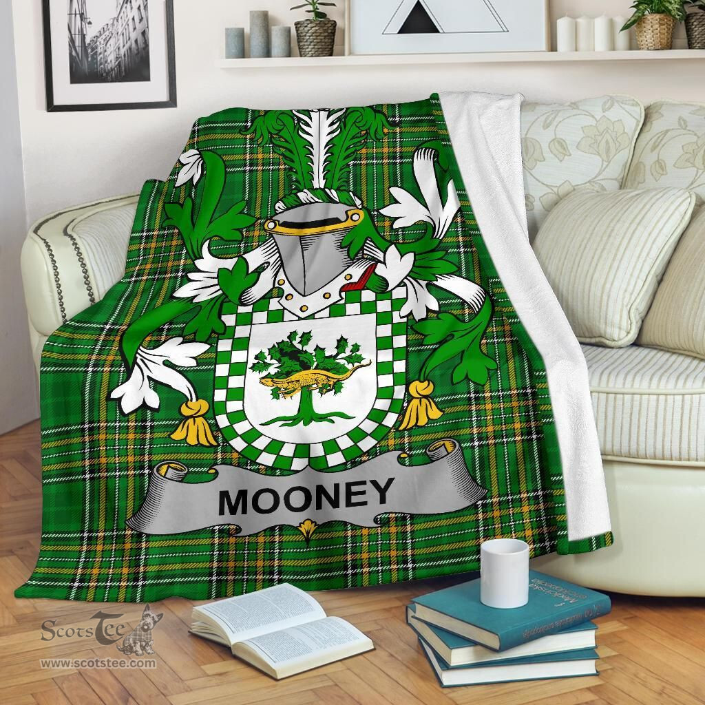 Scottish Mooney or O'Mooney Coat of Arms Family Crest Ireland Blanket Irish National Tartan Irish County Blanket