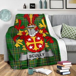 Scottish Scully or O'Scully Coat of Arms Family Crest Ireland Blanket Irish National Tartan Irish County Blanket