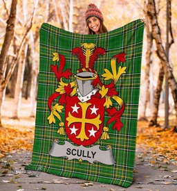 Scottish Scully or O'Scully Coat of Arms Family Crest Ireland Blanket Irish National Tartan Irish County Blanket