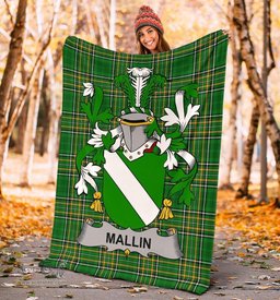 Scottish Mallin or O'Mallan Coat of Arms Family Crest Ireland Blanket Irish National Tartan Irish County Blanket
