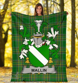 Scottish Mallin or O'Mallan Coat of Arms Family Crest Ireland Blanket Irish National Tartan Irish County Blanket
