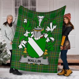 Scottish Mallin or O'Mallan Coat of Arms Family Crest Ireland Blanket Irish National Tartan Irish County Blanket