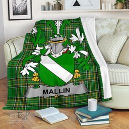 Scottish Mallin or O'Mallan Coat of Arms Family Crest Ireland Blanket Irish National Tartan Irish County Blanket