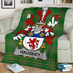 Scottish Haugher or O'Haffey Coat of Arms Family Crest Ireland Blanket Irish National Tartan Irish County Blanket