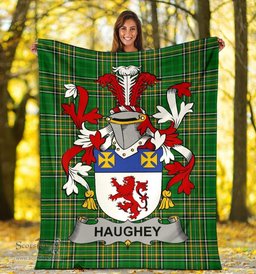 Scottish Haugher or O'Haffey Coat of Arms Family Crest Ireland Blanket Irish National Tartan Irish County Blanket
