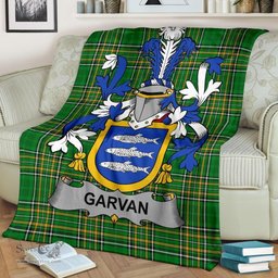 Scottish Garvan or O'Garvan Coat of Arms Family Crest Ireland Blanket Irish National Tartan Irish County Blanket