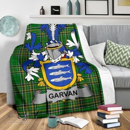 Scottish Garvan or O'Garvan Coat of Arms Family Crest Ireland Blanket Irish National Tartan Irish County Blanket
