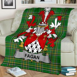 Scottish Fagan Coat of Arms Family Crest Ireland Blanket Irish National Tartan Irish County Blanket